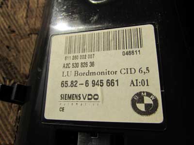 BMW Information Display Screen 6.5 inch Monitor Siemens VDO 65826945661 E60 E63 E90 3, 5, 6 Series7